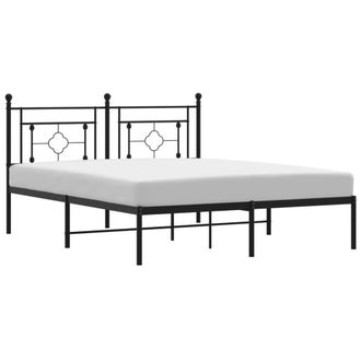 Berkfield Home Metal Bed Frame with Headboard Black 160x200 cm