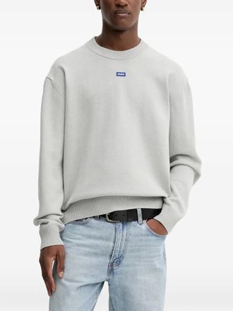 HUGO BOSS crew-neck logo-patch sweater - Grijs
