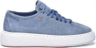Santoni Blue Suede Rubber Womens Suede Sneakers