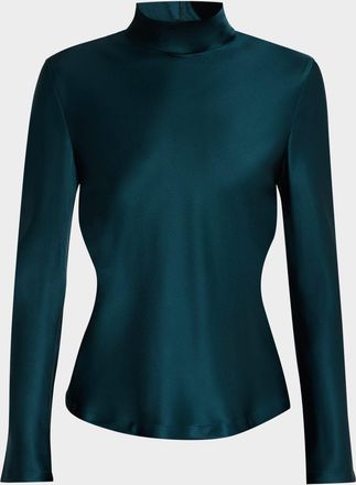 Giorgio Armani Silk Turtleneck Long-Sleeve Blouse