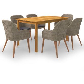 vidaXL Juego De Comedor Para Jard&iacute;n 7 Piezas Marr&oacute;n Vidaxl