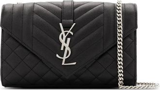 Saint Laurent envelope matelassé shoulder bag - women - Calf Leather - One Size - Black