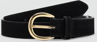 Mango Cintura pelle crosta di cuoio nero - Donna - XL - MANGO