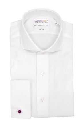 Lorenzo Uomo Basketweave French Cuff Regular Fit Dress Shirt in White at Nordstrom Rack, Size 14.5 - 32/33