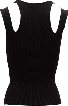 Alexander McQueen Off-The-Shoulder Knit Top - Dames - Tops zonder mouwen - Zwart - S - Polyester - Tops