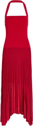 Maria McManus Asymmetric Knit Midi Dress - Red - S (UK8-10 / S)