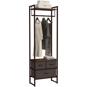 HOMCOM Homcom - Clothes Hanging Rail with 3 Fabric Drawers Storage Shelves for Hallway
