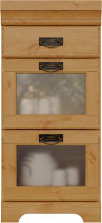 HOME AFFAIRE Unterschrank »Rügen« Breite 40 cm, Kiefer massiv, Schubkästen mit Glaseinsatz