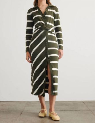 Tanya Taylor Ellicot Dress In Army/chalk
