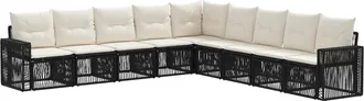 vidaXL Conjunto De Sof&aacute;s De Jard&iacute;n 9 Uds. Negro Y Blanco Crema Vidaxl