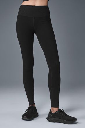 Alo High-Waist Alosoft Lounge Legging in Black, Size: Medium