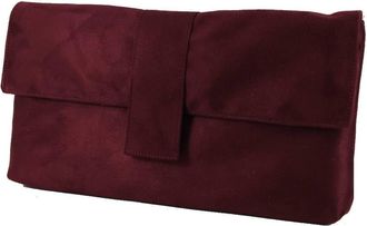Loni Fab Large Faux Suede Clutch Bag/Shoulder Bag In Burgundy Wine Red