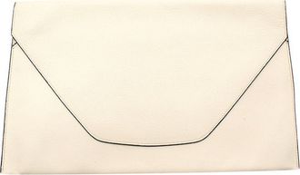 Valextra Cream Leather Envelope Clutch