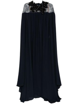 Biyan Crêpe maxi-jurk met cape - Blauw