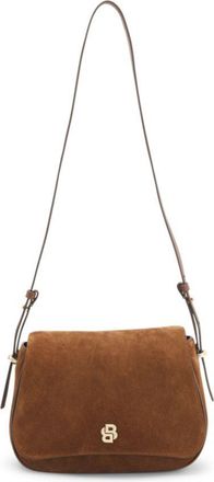 BOSS Suede saddle bag with Double B monogram