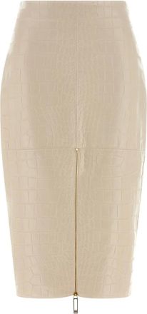 Elisabetta Franchi Rokken, Dames, Wit, S, Leer, Longuette Rok