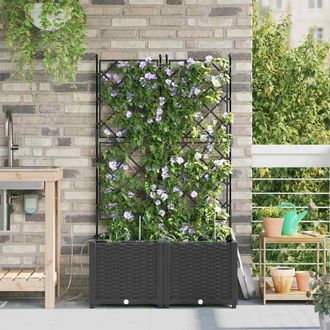 Berkfield Home Garden Planters with Water Irrigation System 2 pcs Black
