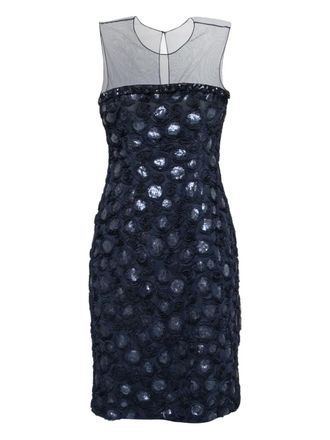 Alaia rose-appliqu&eacute; semi-sheer dress - Blue