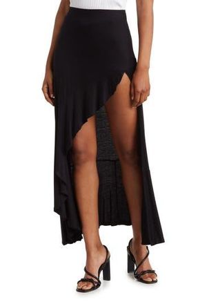 Go Couture Ruffle Side High-Low Skirt in Black at Nordstrom Rack, Size X-Large