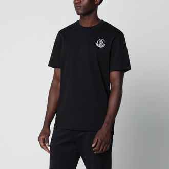 Moncler T-shirt con patch logato in jersey di cotone nera