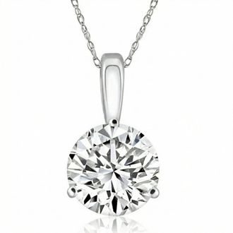 Pompeii3 Certified 3Ct Round 3-Prong Diamond Pendant 14k Yellow Gold Lab Grown Necklace