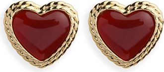 Argento Vivo Semiprecious Stone Heart Stud Earrings in Gold/Carnellian at Nordstrom