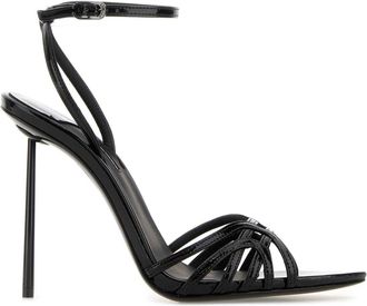 Le Silla Black Leather Synthetic Leather Bella Sandals