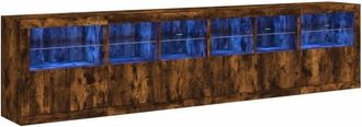 vidaXL Sideboard with led Lights Smoked Oak 283x37x67 cm Vidaxl