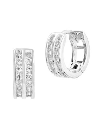 Savvy Cie Jewels Silver Cz Huggie Earrings