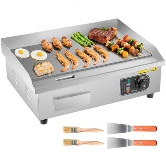 OEM Plancha El&eacute;ctrica 3200 W 535 X 300 Mm, Control De Temperatura 50 A 300 &deg;c, Parrilla De Encimera De Acero Inoxidable Con Superficie Plana, 4 Almohadill