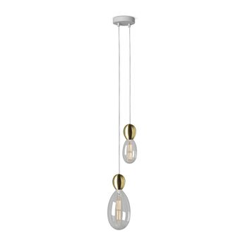 Daylight Italia L&aacute;mpara de techo con 2 pantallas blancas y doradas