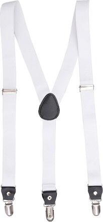 DQT Plain Formal Casual Wedding Fully Adjustable Elastic Trouser Suspenders Braces for Boys in White