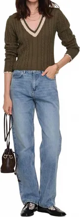 Heartloom Jaden Cable Stitch Sweater In Olive