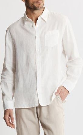 J.A.C.H.S. Solid Linen Long Sleeve Shirt in White at Nordstrom Rack, Size Xx-Large