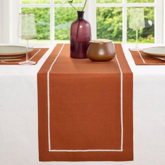 Solino Home Linen Table Runner for Dining Table, Holiday and Everyday Table Decor - Kensington in Cinnamon at Nordstrom, Size Xx-Small