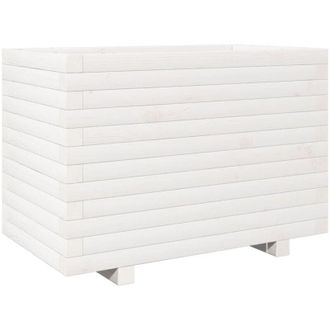vidaXL Jardinera Madera Maciza De Pino Blanco 70x40x49,5 Cm Vidaxl