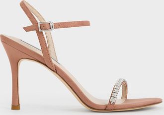 Charles & Keith Ambrosia Textured Gem-Embellished Ankle-Strap Pumps