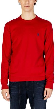 U.S.Polo Association Mens Crew Neck Sweater Classic Fit - Red Cotton - Size EU 52 (Mens)