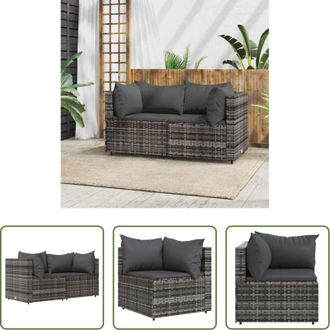 vidaXL vidaXL Rattan - Divani Angolari da Giardino con Cuscini 2pz Polyrattan Grigio