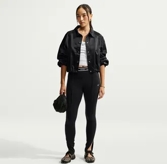 Nike Womens Nike Sportswear Chill Knit High-Waisted Open-Hem Leggings in Black | IO1918-010