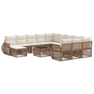 vidaXL Conjunto De Sof&aacute;s De Jard&iacute;n 13 Pcs Beige Rat&aacute;n Sint&eacute;tico Vidaxl