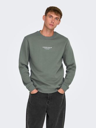 Only & Sons Sweatshirt ONLY & SONS ONSCURATED REG CREW NECK SWEAT, Herren, Gr. S, grau (castor gray), angeraute Sweatware, Obermaterial: 65% Baumwolle, 35% Polyes