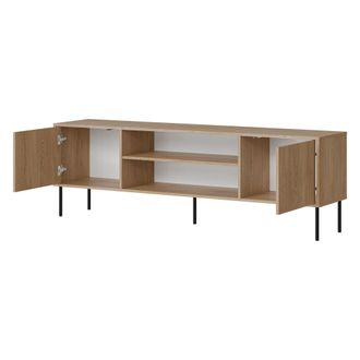 Dmora Mueble Para Tv Rainerio, Un Estante, 2 Puertas, Con Patas De Metal, 4180x40x60h Cm Marr&oacute;n
