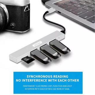 Trade Shop Trade Shop - Concentrador Usb 3 Puertos Usb3.0 + 1 Micro Sd Slot De Ranura Port&aacute;til De Disipaci&oacute;n Q-t89