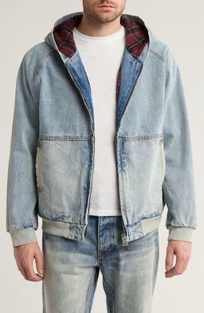 Diet Starts Monday Twin Needed Hooded Denim Jacket in Washed Indigo at Nordstrom Rack, Size Small