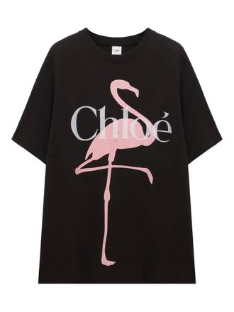 Chloé Camicia con stampa Flamingo - Nero