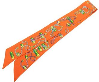 Herm&egrave;s Pre-owned Scarves, female, Orange, Size: ONE SIZE Pre-owned Twilly Scarf