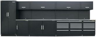 Loops 5.6m Modular Garage Storage System - Steel Construction - Workshop Cabinets in Metallics