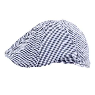 Wigens Mens Patterned Seersucker Pub Cap in Dark Navy Check at Nordstrom, Size 60