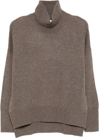 Lisa Yang Hazelnoot Kasjmier Coltrui Trui - Dames - Cashmere truien - Bruin - S - Kasjmier - Truien & Vesten